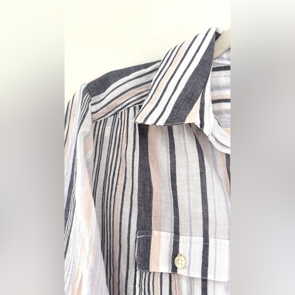 Lord + Taylor‎ Women's Size Small Button Up Stripe Sheer Nautical Coastal Chic - Picture 6 of 11